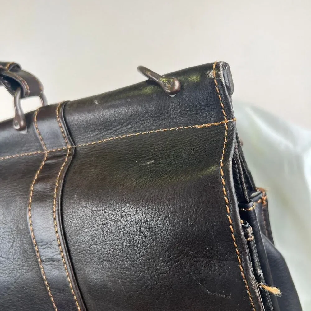 Wilson's VTG Large Chocolate Brown Leather Briefcase Men's Computer Bag Organize